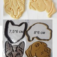 Коте Котка Куче глава пластмасов резец форма фондан тесто бисквитки, снимка 1 - Форми - 30160923