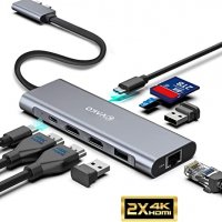 VAКO USB C Hub 9 in 2, 2K and 4K-HDMI, , 2xUSB 3.0, Ports,Type C PD,Gigablit Ethernet RJ45, SD/TF, снимка 1 - Други - 33691301