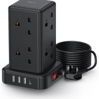 Удължителен кабел с 8 AC контакта и 4 USB порта, Sameriver [13A 3250W] – 3 м, снимка 1 - Друга електроника - 42284985