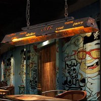 Ретро висяща лампа Полилей с букви в желязо Ресторант Кухня Бар Хол, снимка 4 - Полилеи - 37391619