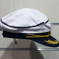 Нова бяла капитанска шапка CAPTAIN, Унисекс, снимка 3 - Шапки - 30240898
