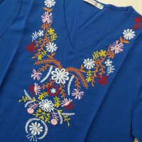 Синя блуза/риза с бродерия в бохо-стил, снимка 2 - Ризи - 29280298