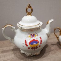 Български видински порцеланов чайник,кана и захарница, снимка 6 - Антикварни и старинни предмети - 38025283