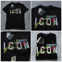 Dsquared ICON черен мат има с черни букви мат и бяла мъжка фланелка тениска блуза , снимка 12 - Тениски - 40353196