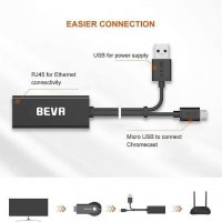 Chromecast и TV Stick Ethernet адаптер Micro USB към RJ45 LAN мрежов адаптер с USB 2.0 захранва, снимка 5 - Приемници и антени - 34877800