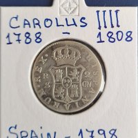 Монета Испания - 2 Реала 1798 г. Крал Карлос IIII - Сребро, снимка 1 - Нумизматика и бонистика - 31649858
