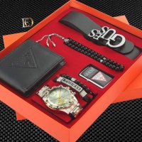 Комплект Guess колан,часовник,портфейл,броеница,запалка,гривна, снимка 1 - Мъжки - 36904162