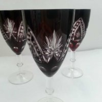 Кристални чаши за вино червен кристал, снимка 3 - Антикварни и старинни предмети - 31060388