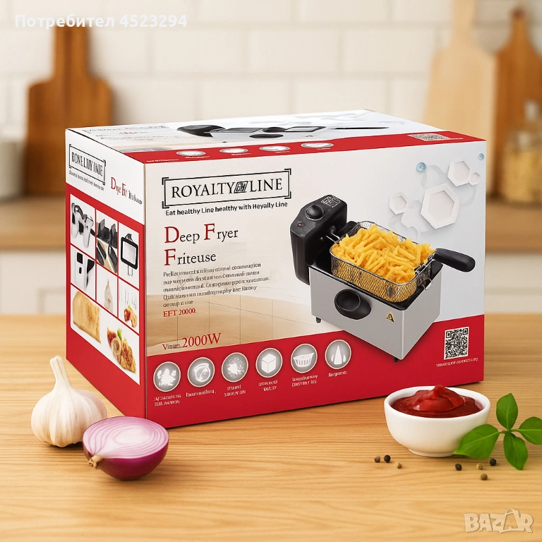 Електрически фритюрник Royalty Line RL-EFT2000, 3 литра, 2000W, снимка 1