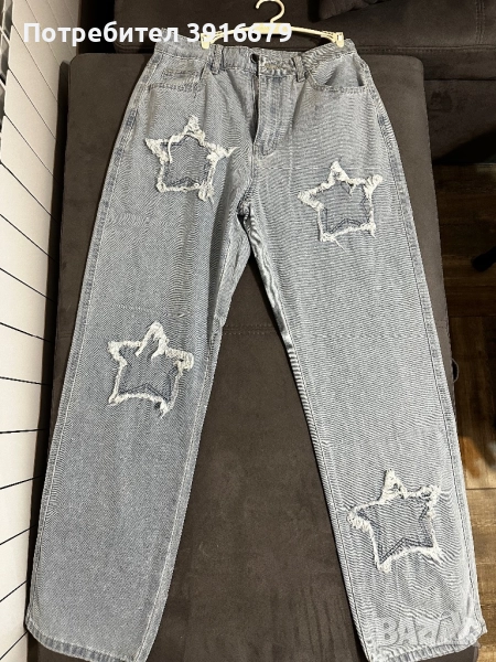 Сини дънки с широк крачол и висока талия – размер S (чисто нови), снимка 1