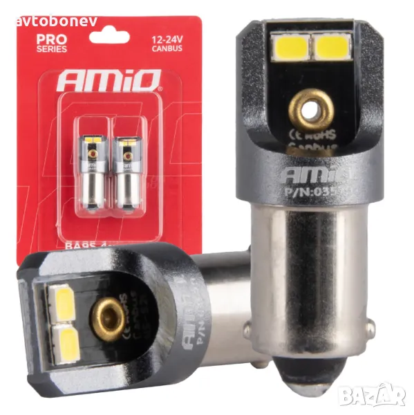 LED крушки AMIO PRO CANBUS-T4W(BA9s)12/24V, к-т/2бр./, снимка 1