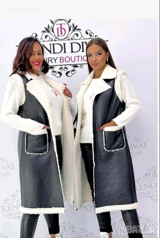 Дамски черен пухкав елек, снимка 1