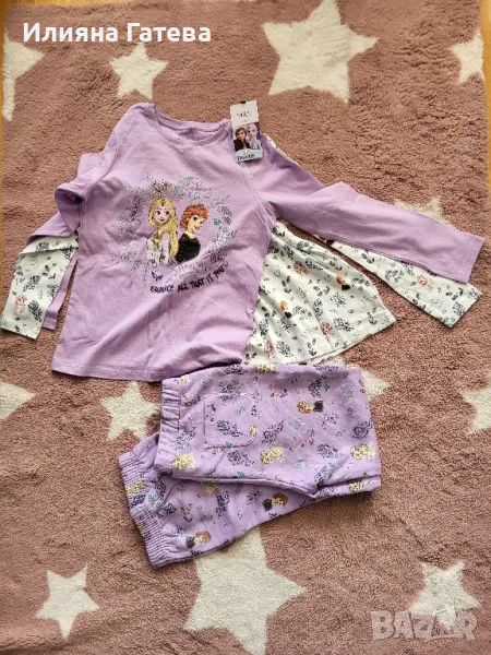 Нов комплект Frozen 2бр блузи и 1бр долнище M&S 9-10г, снимка 1