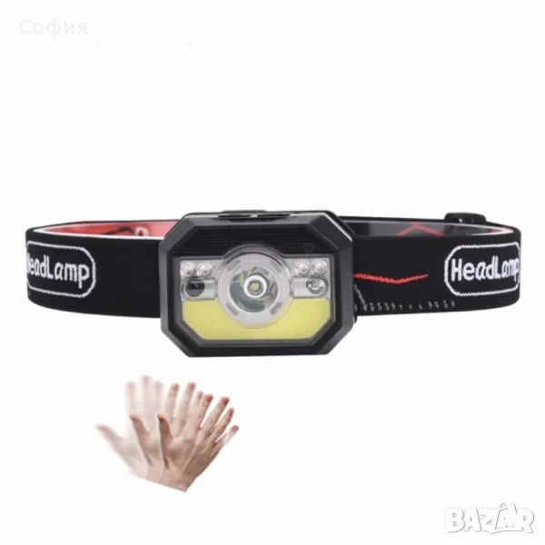 LED фенер за глава с 6 режима на работа, вградена батерия и USB зареждане, снимка 1