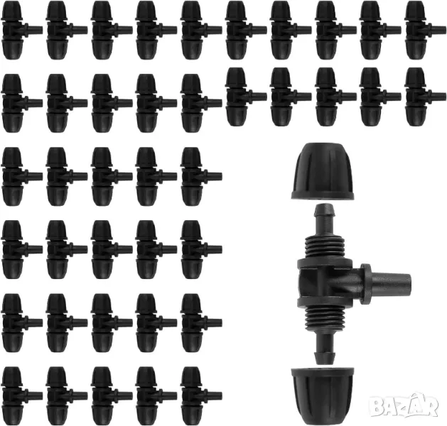 Комплект 40бр Т образни дюзи за капково напояване за 1/4" маркуч , снимка 1