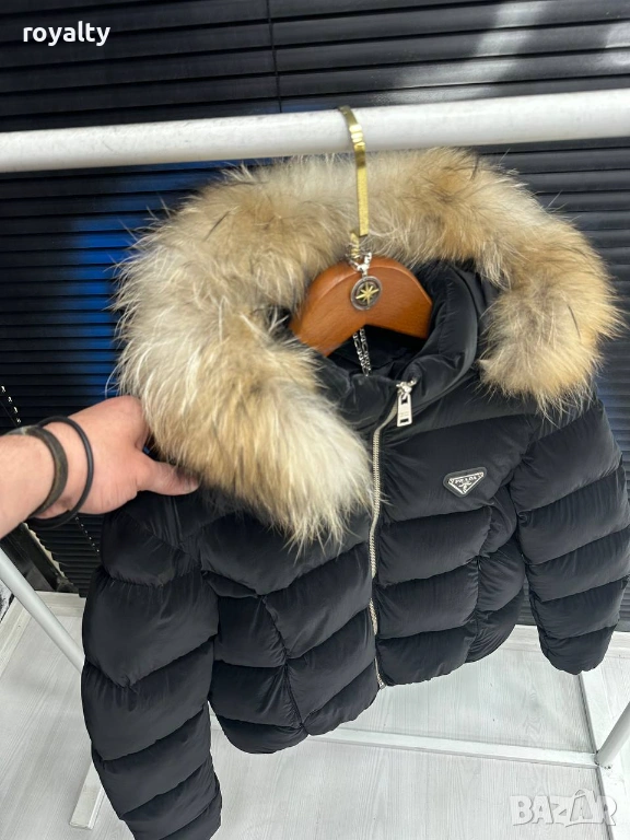 Prad🅰️ Естествен Косъм Черно Дамско Зимно Късо Яке , снимка 1