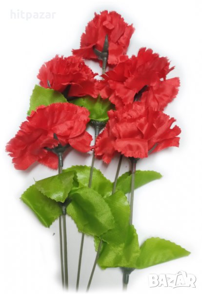 Изкуствено цвете карамфил с ярък червен цвят, снимка 1