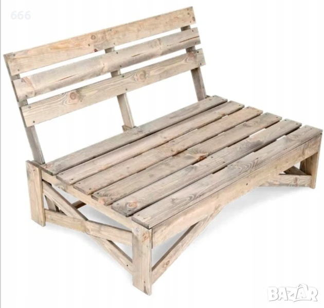 Дървена пейка с облегалка., снимка 1