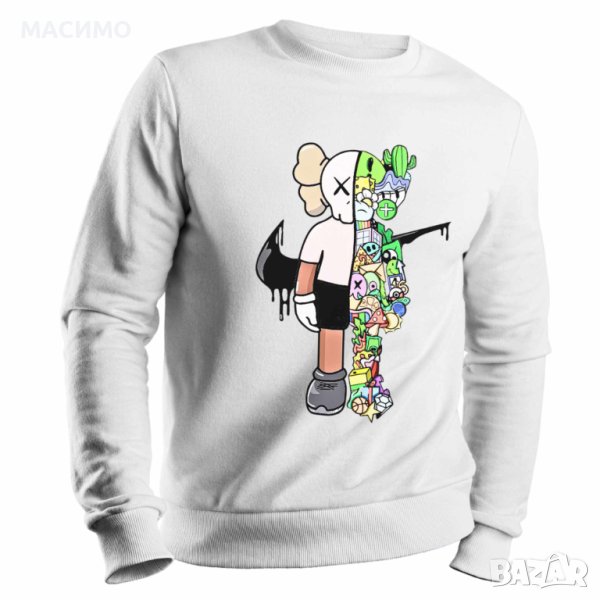 Памучна Блуза Найк Унисекс Дълъг ръкав Чена и Бяла, снимка 1