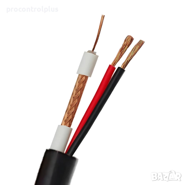 Микрокоаксиален кабел RG59 + 2x0,75mm Черен 200м, снимка 1