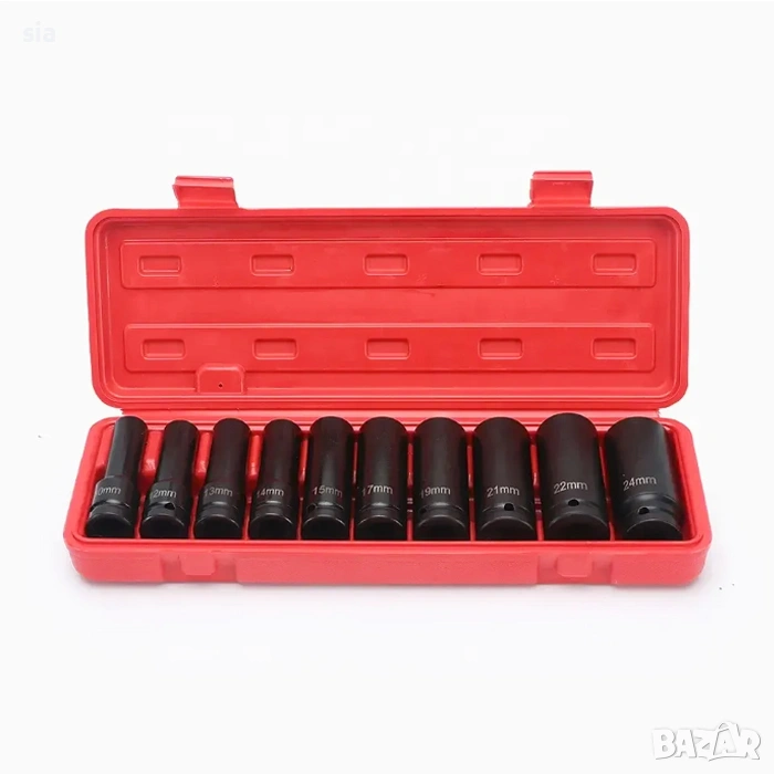 Комплект вложки за гайковерт, 10 броя дълбоки ударни, Комплект камъни , снимка 1