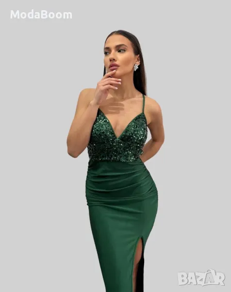 Зелена дамска рокля , снимка 1