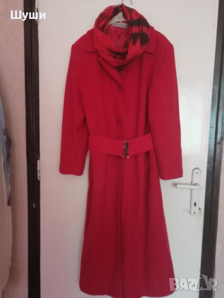 Елегантно червено дамски палто , снимка 1