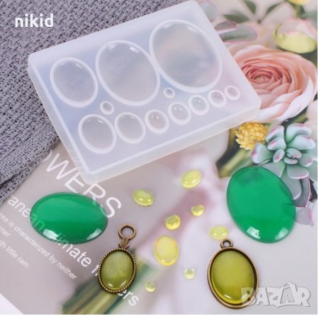 Различни размери Овал Елипс силиконов молд калъп бижутерски сладкарски смола изделия ръчна, снимка 1