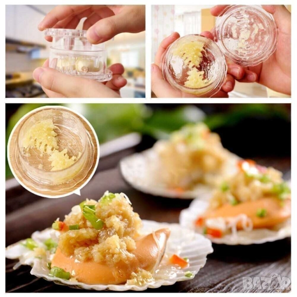 Мелничка за чесън, 8x4.5 см, Прозрачна, снимка 1