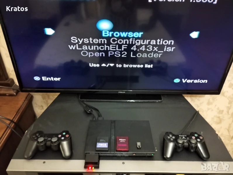Хакната (FMCBv1.966) конзола Sony Playstation 2 Slim (MX4SIO SD 64GB и USB Flash 128GB)пълни с игри!, снимка 1