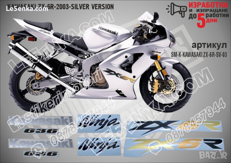 KAWASAKI ZX-6R SILVER VERSION 2003 SM-K-KAWASAKI ZX-6R-SV-03, снимка 1