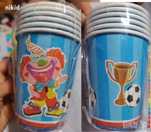 Клоун цирк Купа Футбол 6 бр картонени чаши чашки парти рожден ден, снимка 1