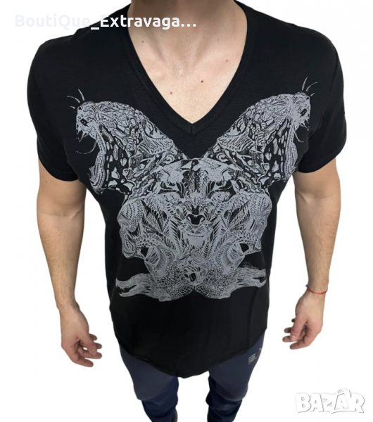 Мъжка тениска Roberto Cavalli V-Neck Black !!!, снимка 1