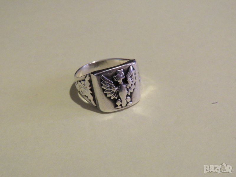 Стар мъжки сребърен царски пръстен със орел  символ на държавността - красота за ценители, снимка 1