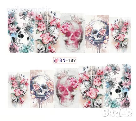 Водни стикери за маникюр черепи, снимка 1