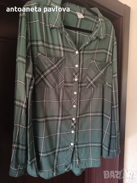 Карирана риза в зелено , снимка 1