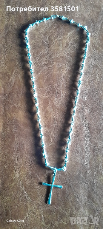 168/Сребърен Синджир със Кръст-65грама.🇧🇬, снимка 1