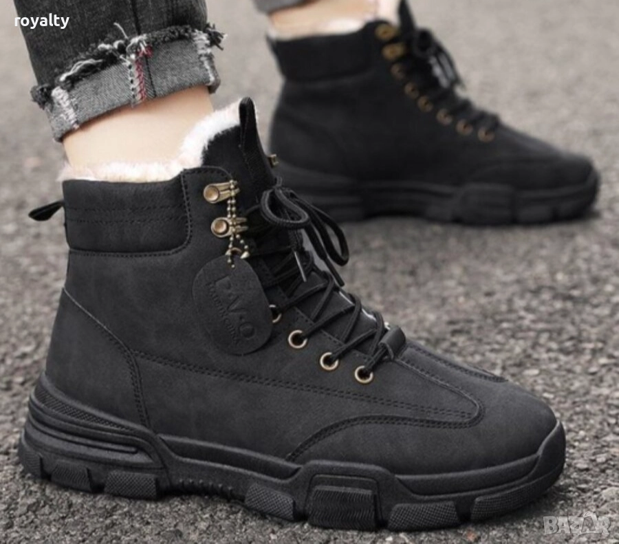 Черни Мъжки Боти с Топла Вата , снимка 1