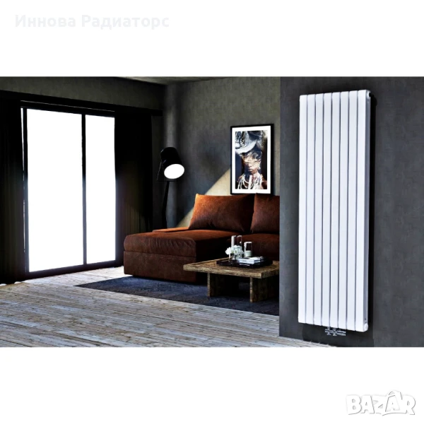 Вертикален радиатор 1800x580 мм | Двуслоен | Дизайнерски | Блоков | Бял, снимка 1
