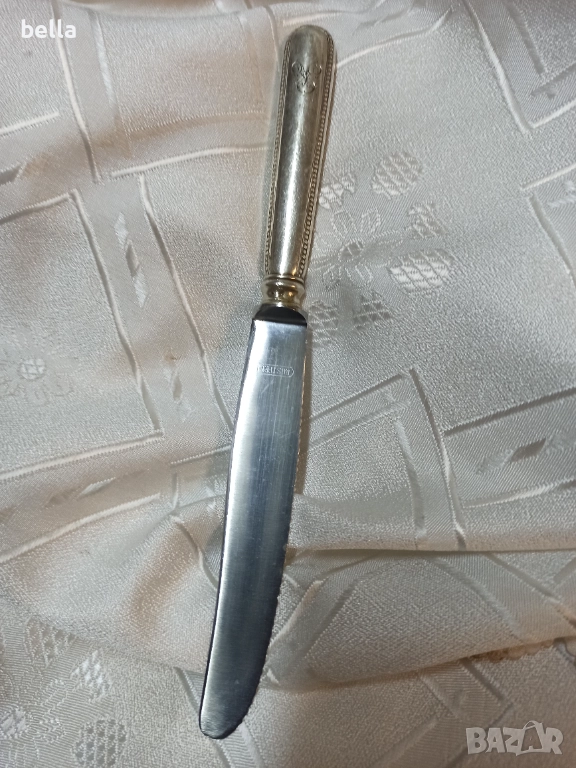 Стар сребърен нож с дължина 20,5 см маркировка за сребро ,общи тегло 58 грама , снимка 1