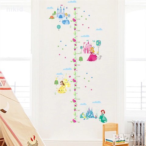 Принцеси и замък метър стена мебел детска стая лепенка самозалепващ, снимка 1