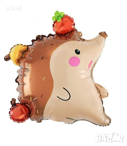 Ежко Бежко с плодове горски таралеж фолио фолиев балон хелий и въздух парти рожден ден, снимка 1