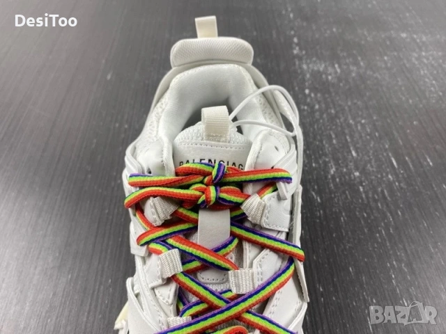 Balenciaga Track Sneaker "White/Rainbow Laces" , снимка 8 - Маратонки - 54358899
