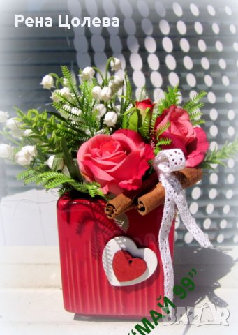 Момини сълзи и рози в квадратна кашпа, снимка 4 - Подаръци за рожден ден - 23987967