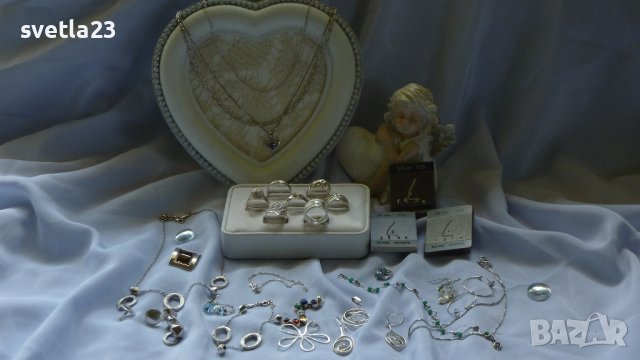 Сребърни обеци, пръстени, колиета, висулки, комплекти + Подаръци, снимка 1 - Колиета, медальони, синджири - 40703203