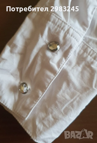 Бяла дамска риза с дълги ръкави и камъни, снимка 5 - Ризи - 54257402