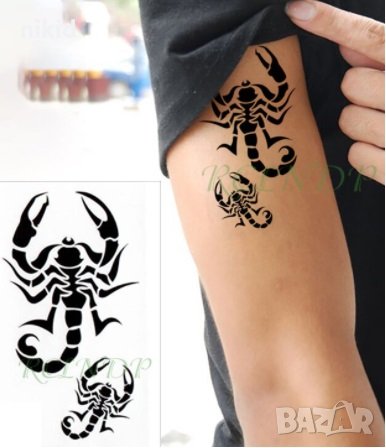 2 черни скорпиона Скорпион  временна татуировка татос татус Tattoo, снимка 3 - Други - 31628717