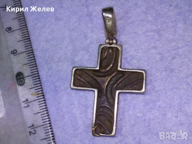 СТАР ОРНАМЕНТИРАН НАГРЪДЕН СРЕБЪРЕН КРЪСТ ОКСИДИРАНО СРЕБРО 925 с НУЖДА от ЛЕКА РЕСТАВРАЦИЯ 18723, снимка 16 - Колиета, медальони, синджири - 42866852