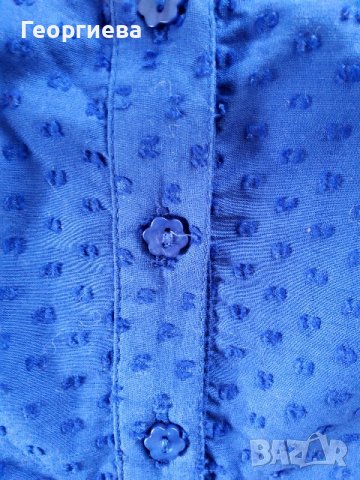 Блуза с къси ръкави в парижко синьо, снимка 4 - Ризи - 37800340