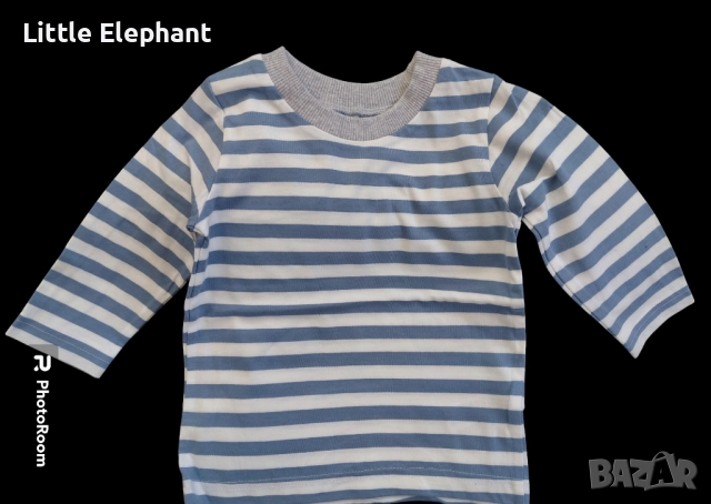 Блузка с дълъг ръкав за момченце на 6-9 месеца,райе бяло и синьо,Англия/нова